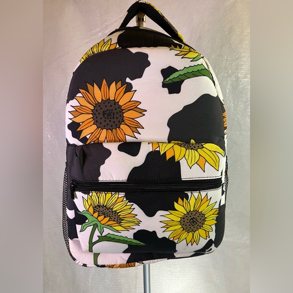 Sunflower and Cow Print Backpack - Picture 1 of 5